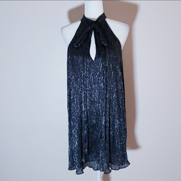 NWOT Zara Halter Keyhole Metalized Dress Size L. - Picture 2 of 5